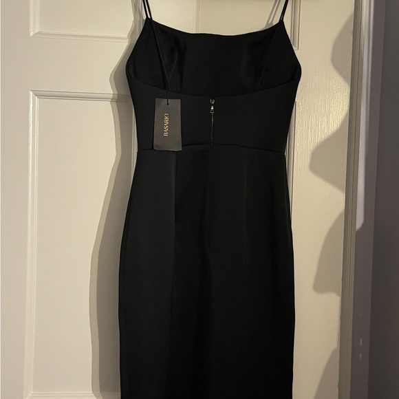 🐈‍⬛RASARIO Split Front Hem Gown - Black Satin - FR36 - NWT* NEVER WORN!🐈‍⬛ - Picture 10 of 15